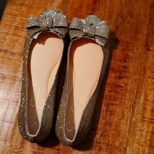 Jessica Simpson gold shimmery dress flats size 8M Brand New never worn no box